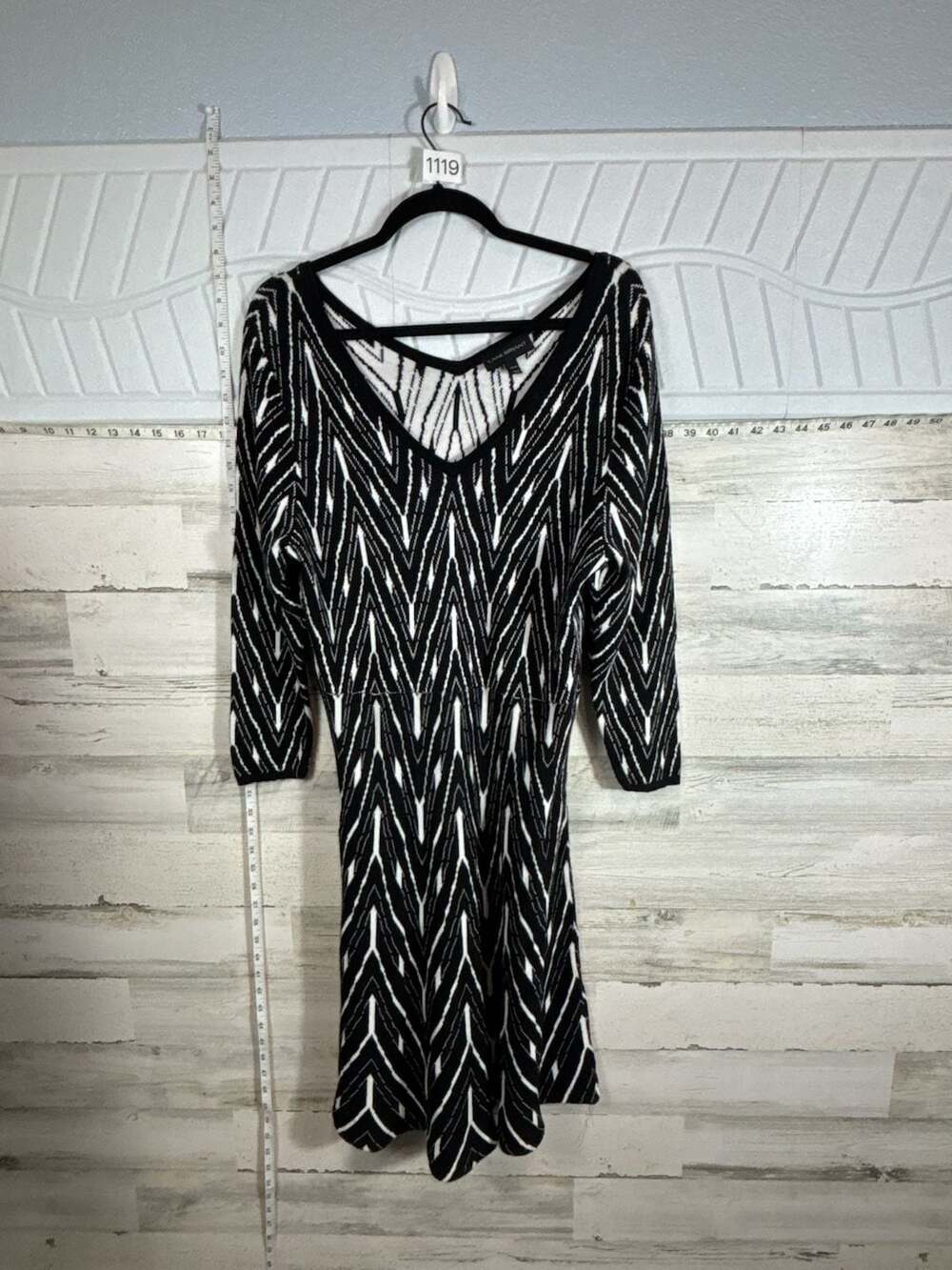 Lane Bryant Sweater Dress Size 14/16 Black White Chevron Knit